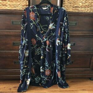 Anandas collection blue boho tunic mini dress in size 1x tiny flaw